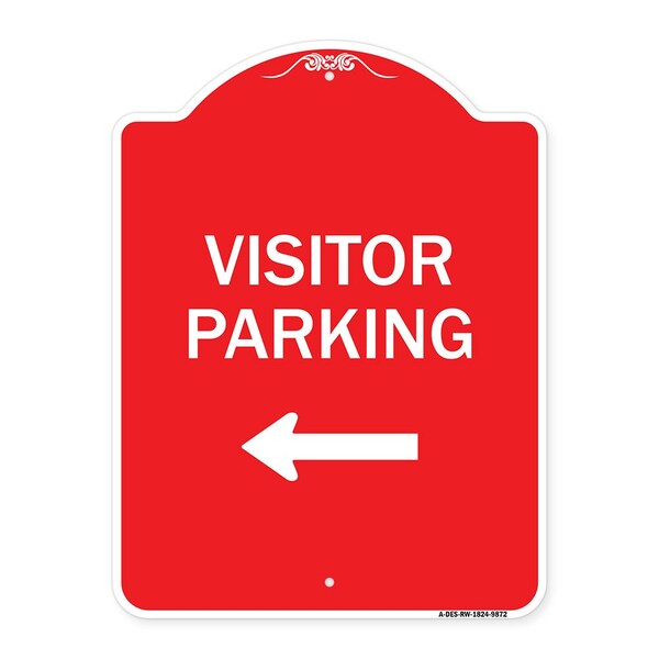 Designer Series Visitor Parking 1, Red & White Heavy-Gauge Aluminum Sign, 24" x 18", RW-1824-9872